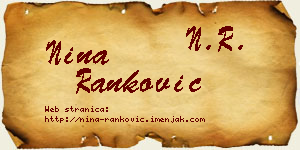 Nina Ranković vizit kartica